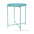 Metal Folding Round Side Table with Removable Tray